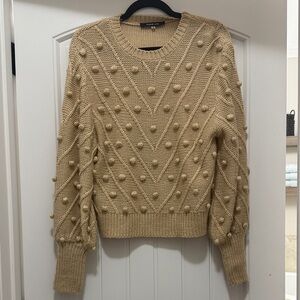 Sugarlips Tan Textured Crew Neck Sweater